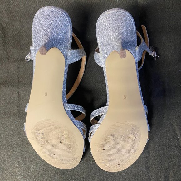 Badgley Mischka American Glamour Shoes Womens Size 8 Glitter Strappy Heels Dress - Picture 2 of 4